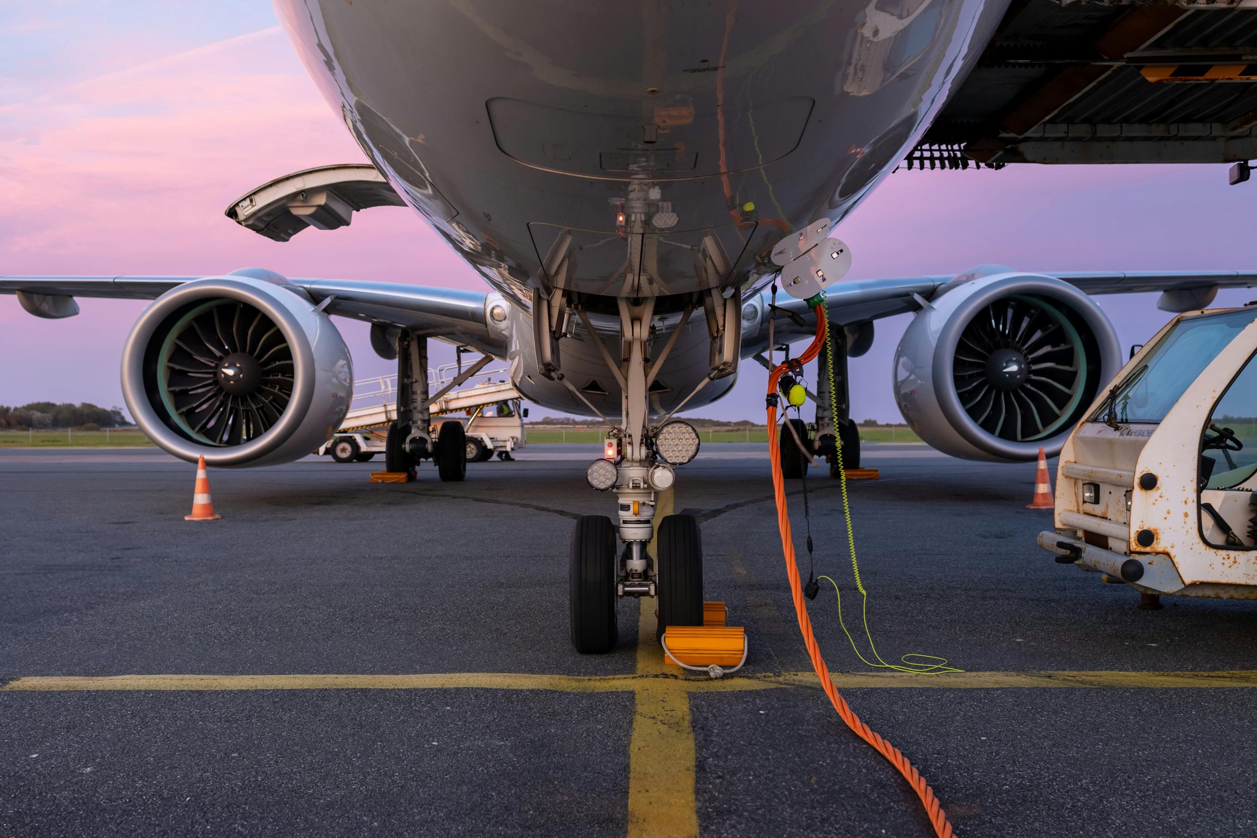 free-photo-of-commercial-airplane-maintenance-at-sunset